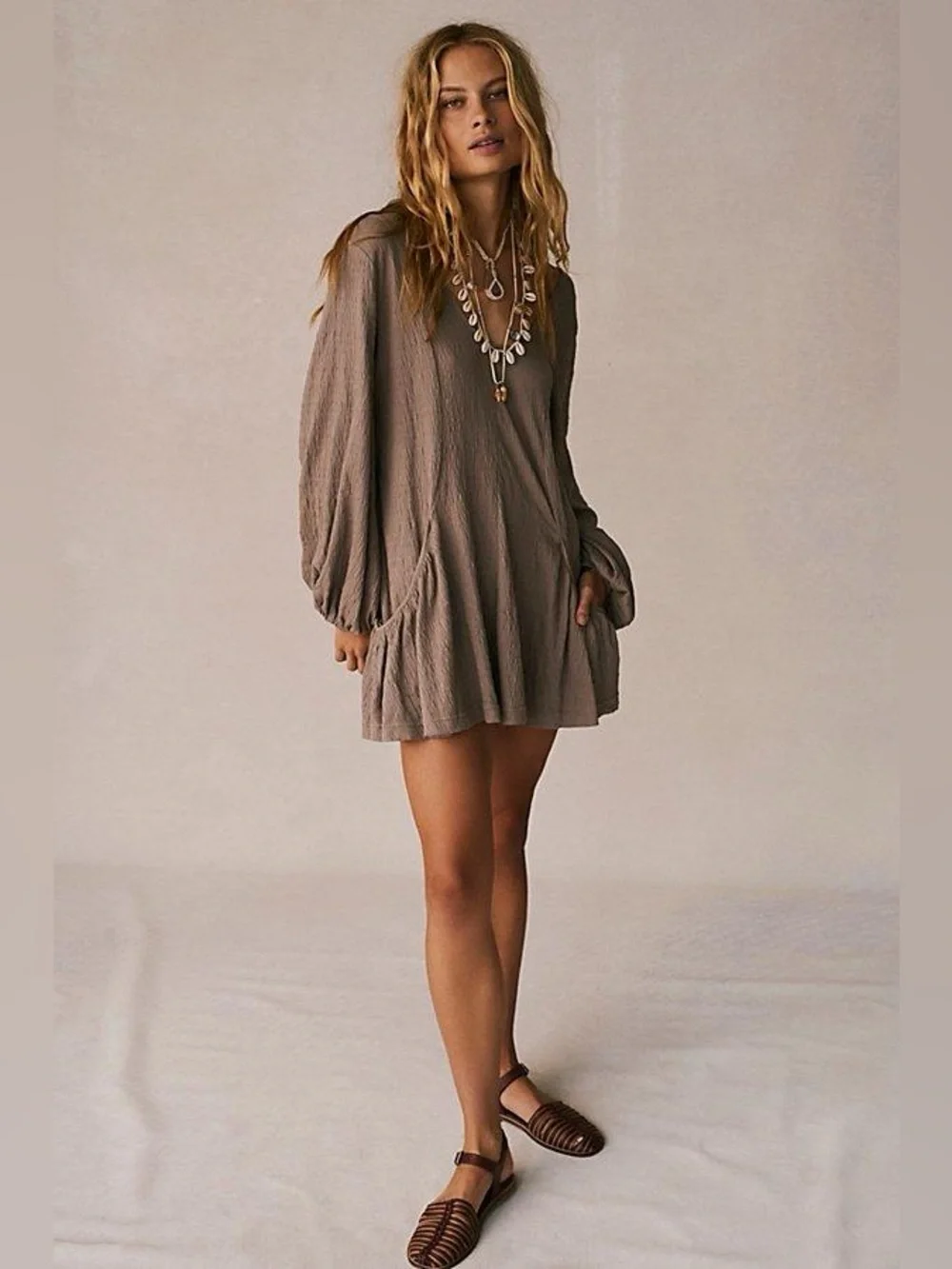 Free People Beach Bayside Mini Dress in brown size medium